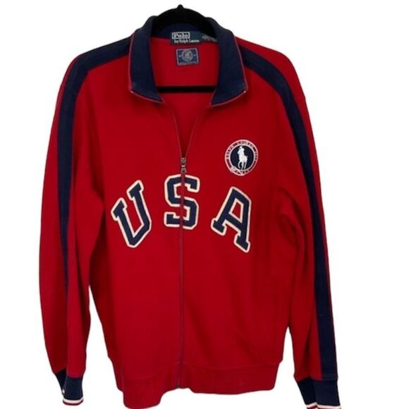 Polo by Ralph Lauren 2012 USA Olympic Team Full Zip Red Sweater Men's Size Large - Picture 1 of 15